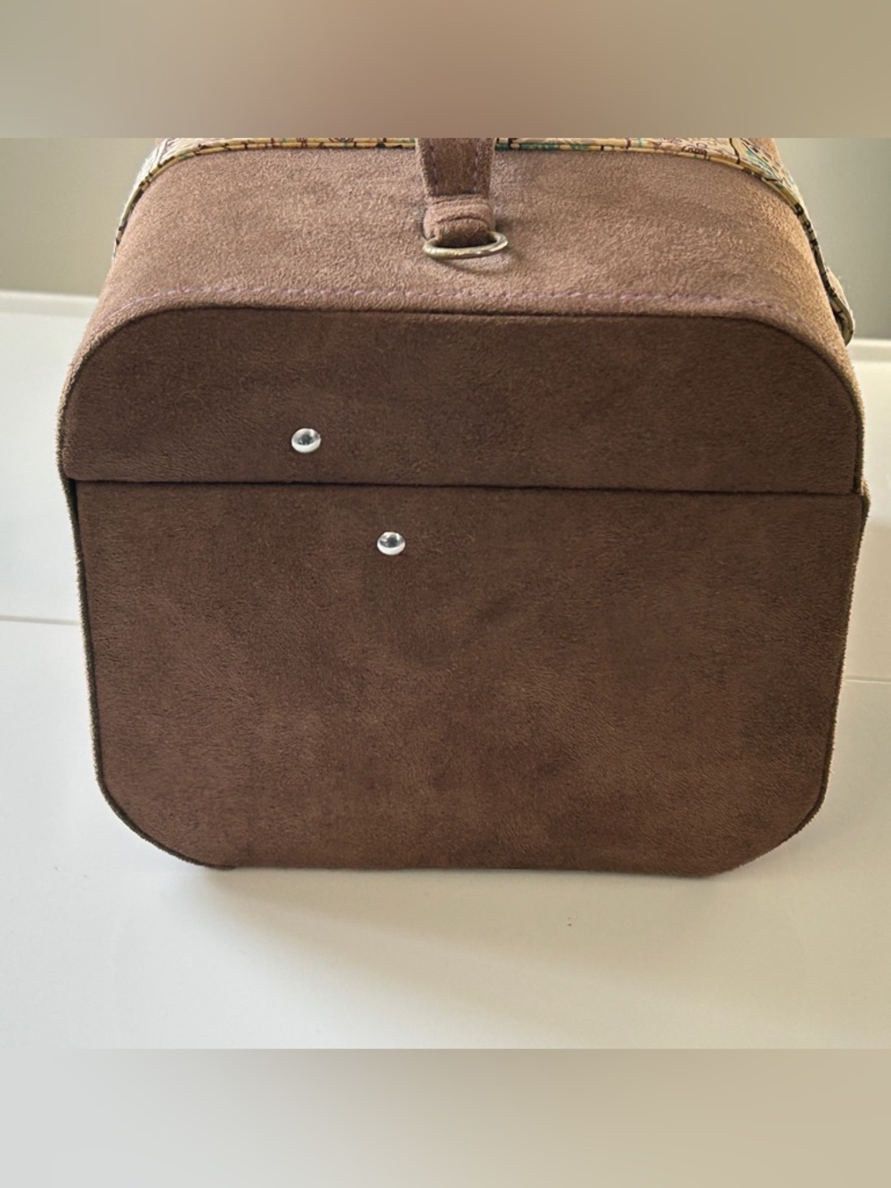 WOLF Designs Jewelry Box Travel Case | Brown Faux Suede | Paisley | Multi Tier - Picture 3 of 11